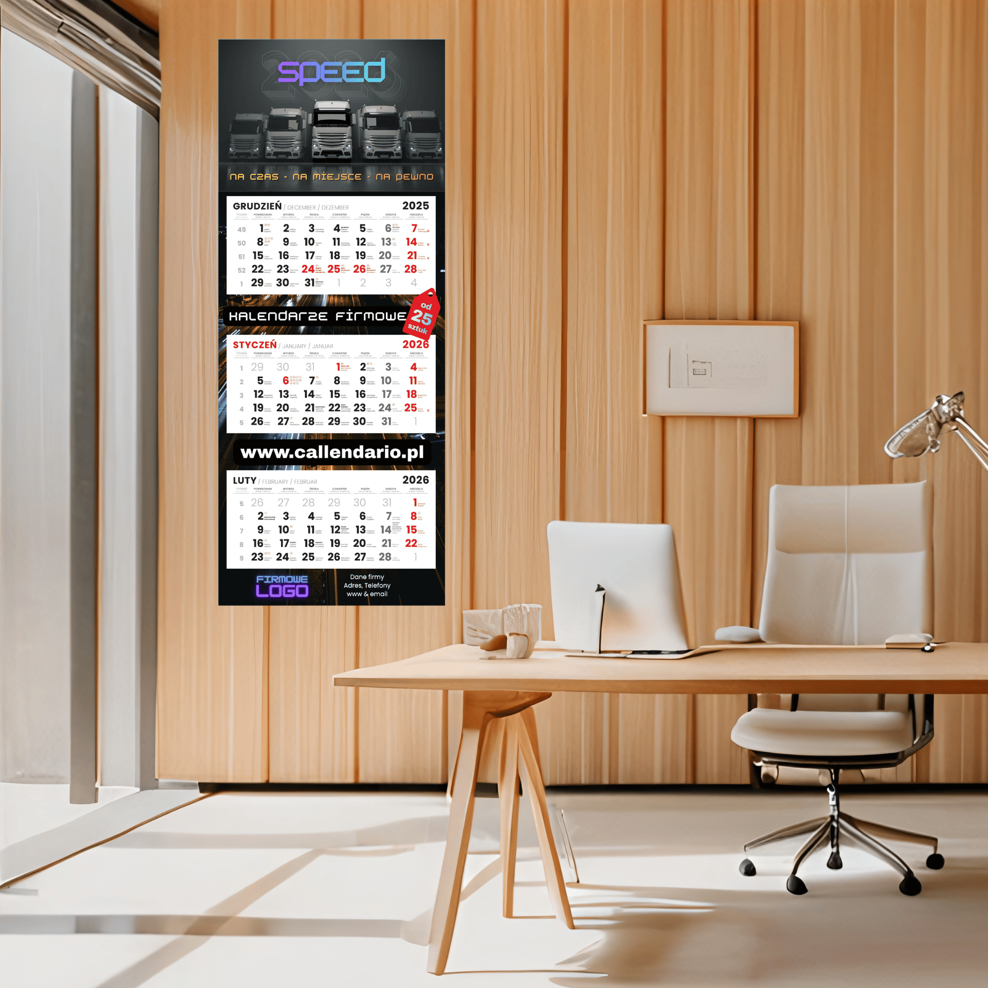  Kalendarz ścienny dla firmy transportowej