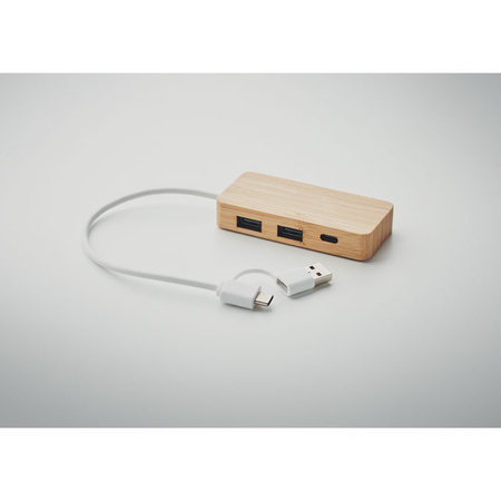 3-portowy bambusowy hub USB | MO-MO2143-40
