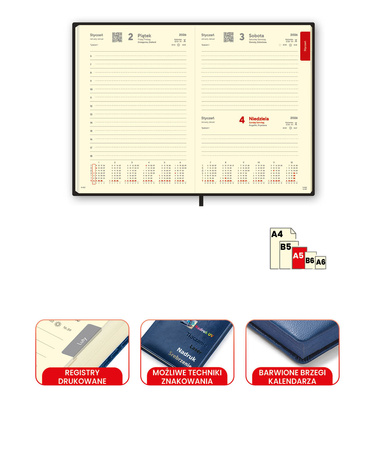 A5 Dzienny ELEGANT z Klipsem - registry drukowane | J-KE139