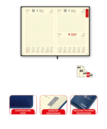 Kalendarz B6 Dzienny - registry drukowane | J-KBN 233