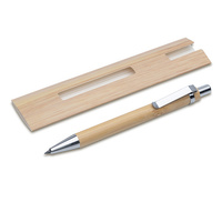 Bambusowy, wieczny długopis/ołówek w etui Lakimus, beżowy | R02315.13