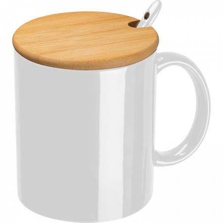 Kubek ceramiczny z łyżeczką 300 ml | MC-8296906
