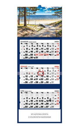 Kalendarz trójdzielny STANDARD – Bałtycka plaża | J-T 85 BK