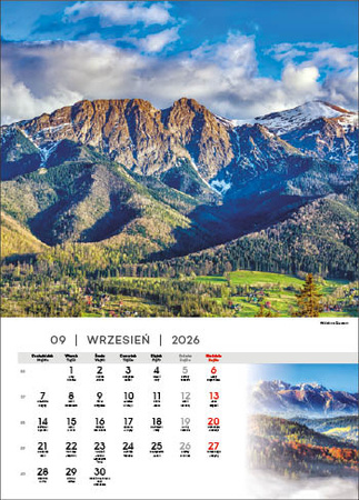 Kalendarz wieloplanszowy STANDARD – Tatry | J-WP121