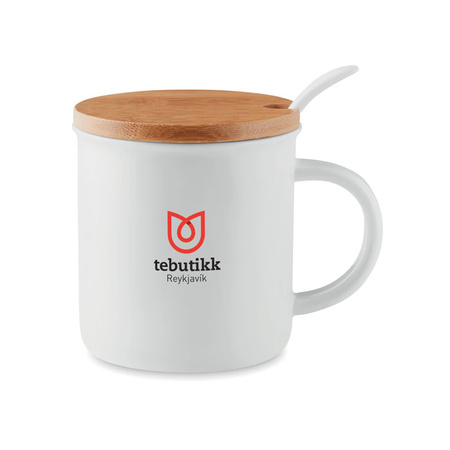Porcelanowy kubek z łyżeczką | MO-MO9708-06