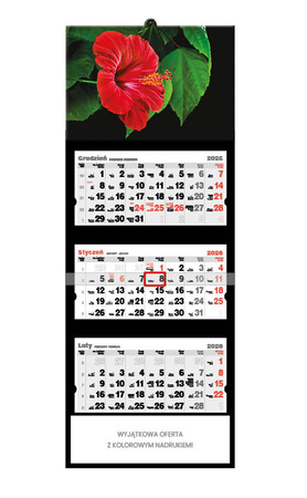 Kalendarz trójdzielny STANDARD – Kwiat | J-T 76 BK