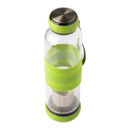 Szklana butelka z zaparzaczem do herbaty Sulmona 550 ml, zielony  | R08268.05