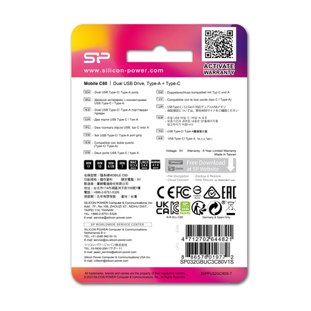 Pendrive z wejściem USB typu C Silicon Power Mobile C80 3,2 | EG-EG 815007 64GB