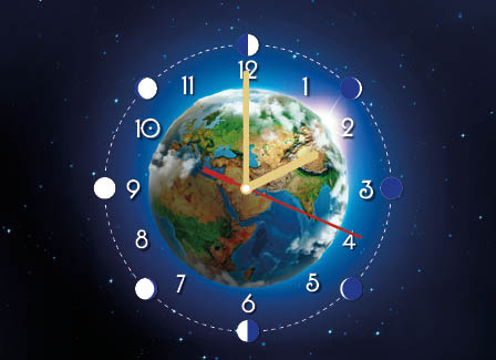 Kalendarz czterodzielny z zegarem – Glob | J-C 87