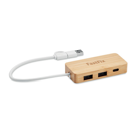 3-portowy bambusowy hub USB | MO-MO2143-40