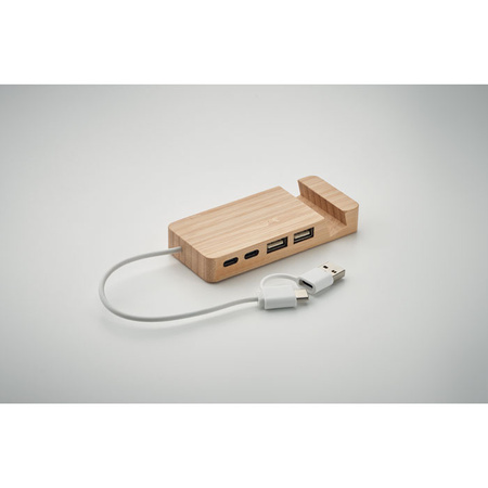4-portowy bambusowy hub USB | MO-MO2144-40