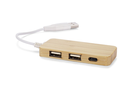 Rozdzielacz bambusowy HUB USB z wymienną wtyczką - RIVO | BC-09170-17