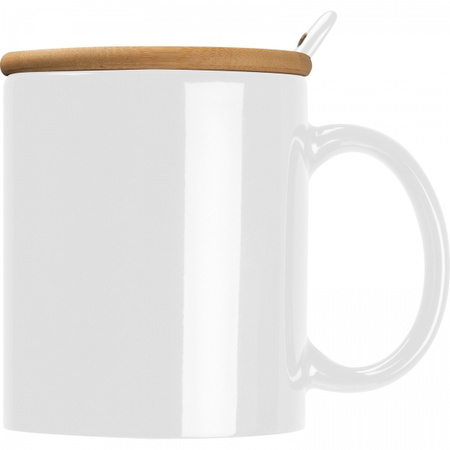 Kubek ceramiczny z łyżeczką 300 ml | MC-8296906