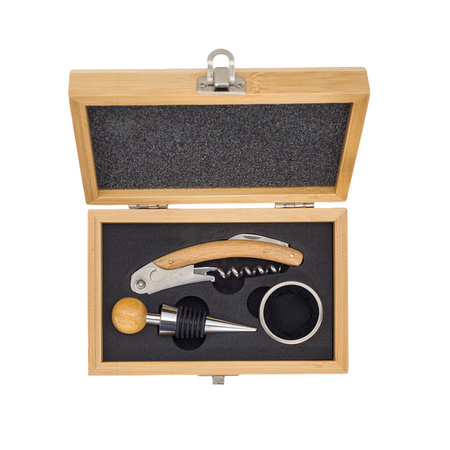 Zestaw do wina w bambusowym pudełku Sommelier, beżowy | RD-R22522.13