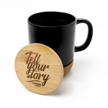 Kubek ceramiczny z bambusową przykrywką Giulia | RD-R85309.02