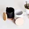 Kubek ceramiczny z bambusową przykrywką Giulia, biały  | R85309.06