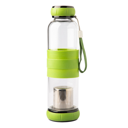 Szklana butelka z zaparzaczem do herbaty Sulmona 550 ml, zielony  | R08268.05