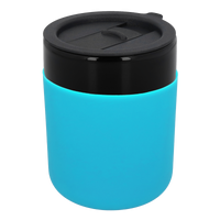 Kubek ceramiczny TEONA z plastikową pokrywką, czarny - 320 ml | PR-6146.02