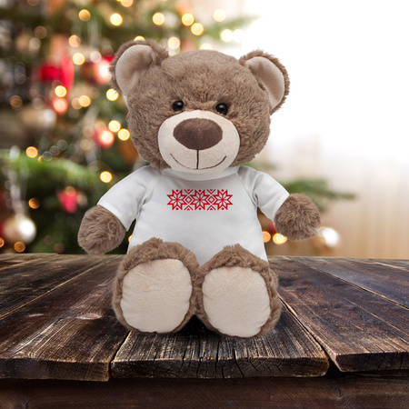 Maskotka Big Teddy w koszulce z motywem świątecznym, brązowy | RD-X74004.10