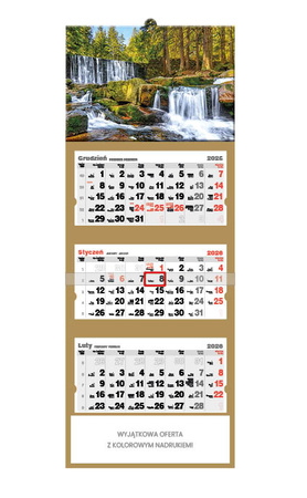Kalendarz trójdzielny STANDARD – Wodospad w Karpaczu | J-T 66 BK