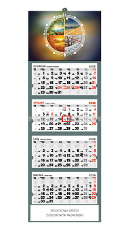 Kalendarz czterodzielny z zegarem – Pory roku | J-C 88