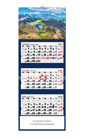 Kalendarz trójdzielny STANDARD – Panorama Tatr | J-T 74 BK