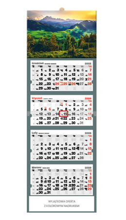 Kalendarz czterodzielny – Tatry - widok z Pienin | J-C 51 BK