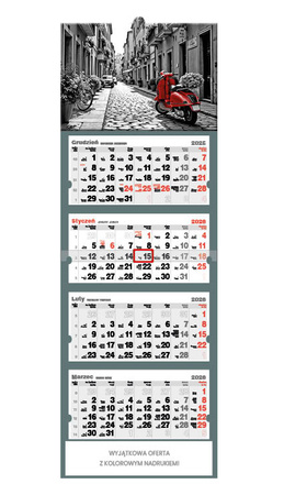 Kalendarz czterodzielny – Black & red | J-C 55 BK