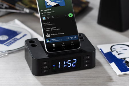 Budzik z ładowarką indukcyjną CLOCKI | BC-09172-02