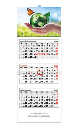 Kalendarz trójdzielny STANDARD – Natura | J-T 64 BK