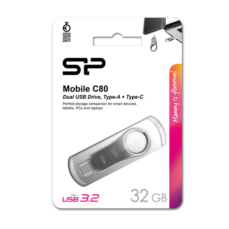 Pendrive z wejściem USB typu C Silicon Power Mobile C80 3,2 | EG-EG 815007 32GB