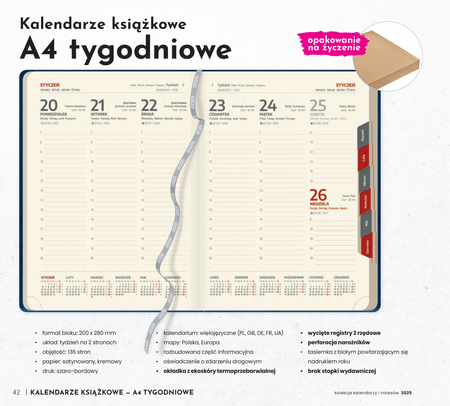 Kalendarz książkowy tygodniowy A4 | AT-KK52