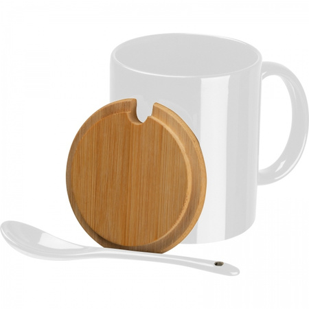 Kubek ceramiczny z łyżeczką 300 ml | MC-8296906