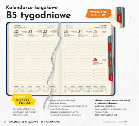 Kalendarz książkowy tygodniowy B5 | AT-KK39