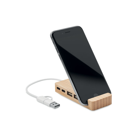 4-portowy bambusowy hub USB | MO-MO2144-40