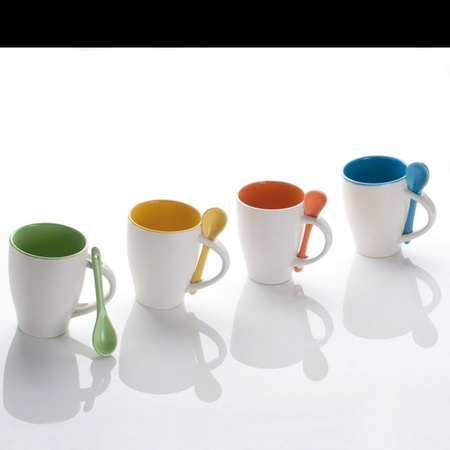 Kubek ceramiczny z łyżeczką PALERMO 250 ml | EG-509508