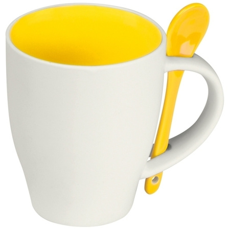 Kubek ceramiczny z łyżeczką PALERMO 250 ml | EG-509508
