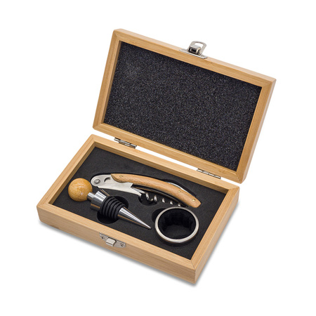 Zestaw do wina w bambusowym pudełku Sommelier, beżowy | RD-R22522.13