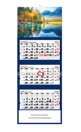 Kalendarz trójdzielny STANDARD – Wschód słońca w górach | J-T 69 BK