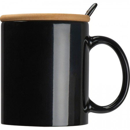 Kubek ceramiczny z łyżeczką 300 ml | MC-8296903