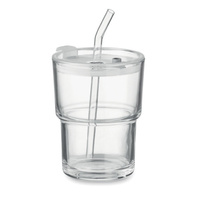 Szklany kubek ze słomką 400ml | MO-MO2502-22