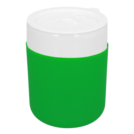 Kubek ceramiczny TEONA z plastikową pokrywką, biały - 320 ml | PR-6146.01