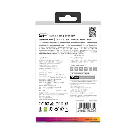 Przenośny dysk USB 3,0 Silicon Power Diamond D06 2TB, czarny | EG-EG 820903 2TB