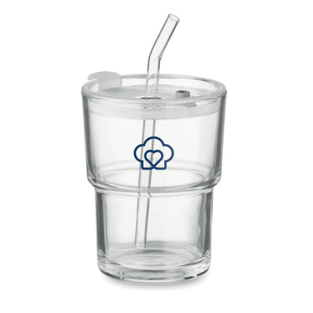 Szklany kubek ze słomką 400ml | MO-MO2502-22