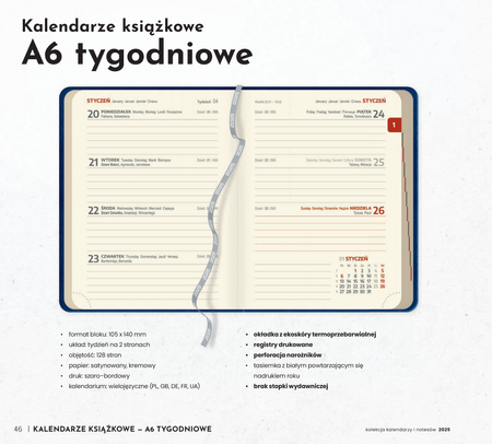 Kalendarz książkowy tygodniowy A6 | AT-KK59