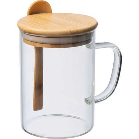 Kubek szklany z łyżeczką JACKSON 420 ml | EG-322466