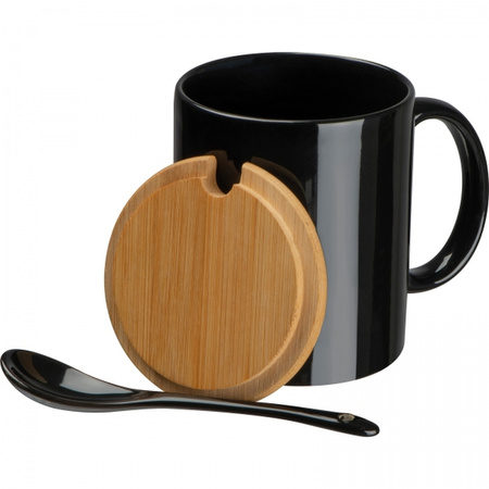 Kubek ceramiczny z łyżeczką 300 ml | MC-8296903