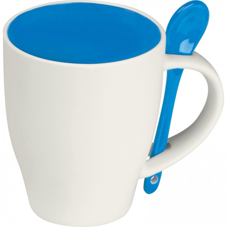 Kubek ceramiczny z łyżeczką 250 ml | MC-8509504