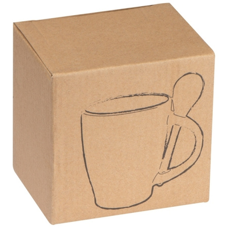 Kubek ceramiczny z łyżeczką PALERMO 250 ml | EG-509508