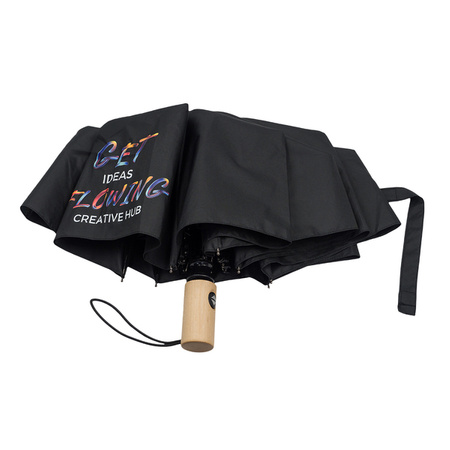 Parasol z drewnianą rączką Granton, czarny | R17953.02